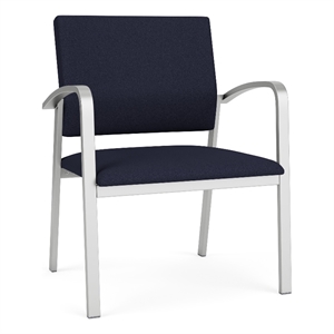 Newport Reception Waiting 18.5&quot Oversize Guest Chair / Silver Steel / Navy Blue