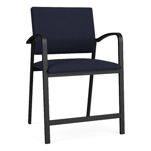 Newport Reception Waiting 24.5&quot Oversize Hip Chair / Black Steel / Navy Blue