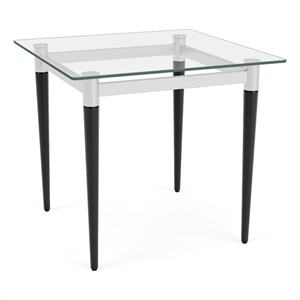 Siena 22x22&quot Lounge Reception Waiting End Table Glass Top / Black Steel Legs