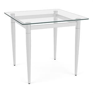 Siena 22x22&quot Lounge Reception Waiting End Table Glass Top / Brushed Steel Legs