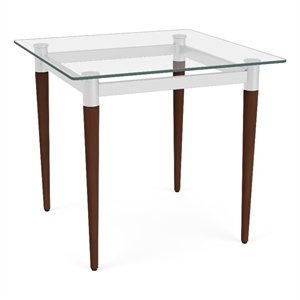 Siena 22x22&quot Lounge Reception Waiting End Table Glass Top / Walnut Wood Legs