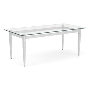 Siena 40x20&quot Lounge Reception Coffee Table Glass Top / Brushed Steel Legs