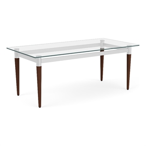 Siena 40x20&quot Lounge Reception Waiting Coffee Table Glass Top / Walnut Wood Legs
