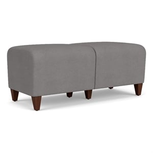 Siena 17.5&quot 2-Seat Lounge Reception Bench / Walnut Wood Legs / Light Gray