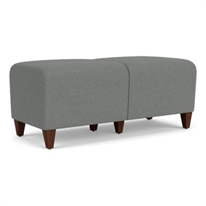 Siena 17.5&quot 2-Seat Lounge Reception Bench / Walnut Wood Legs / Light Gray