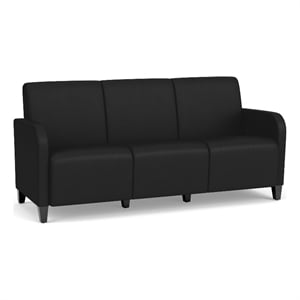 Siena 3-Seat Lounge Reception Waiting Tandem Seating / Black Steel Legs / Black