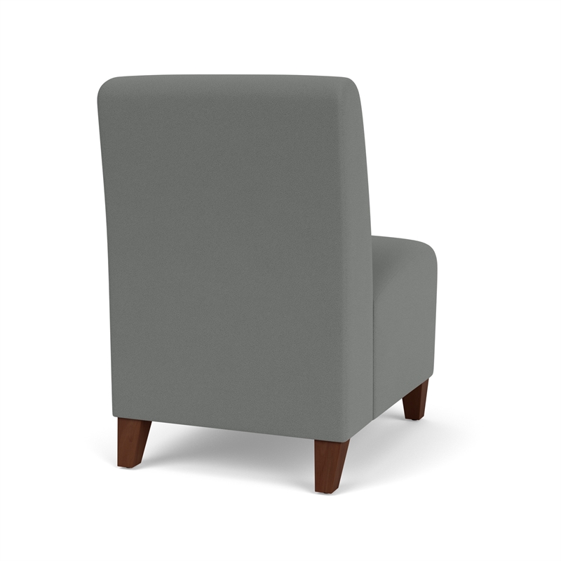 Siena Lounge Reception Armless Guest Chair / Walnut Wood Legs / Light Gray