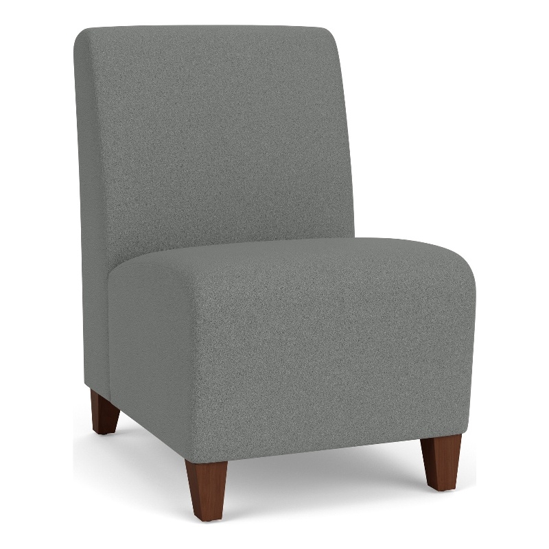 Siena Lounge Reception Armless Guest Chair / Walnut Wood Legs / Light Gray