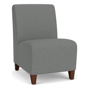Siena Lounge Reception Armless Guest Chair / Walnut Wood Legs / Light Gray