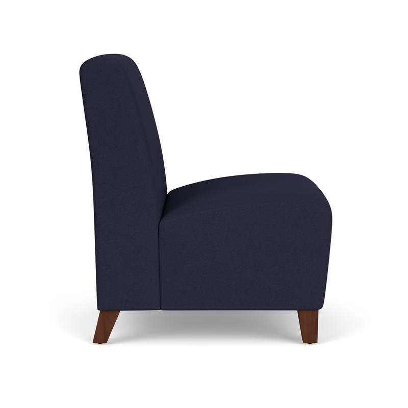 Siena Lounge Reception Armless Guest Chair / Walnut Wood Legs / Navy Blue