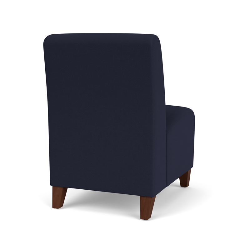 Siena Lounge Reception Armless Guest Chair / Walnut Wood Legs / Navy Blue