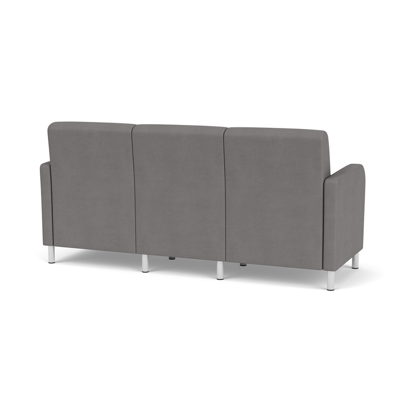 Siena 3-Seat Lounge Reception Tandem Seating / Brushed Steel Legs / Light Gray