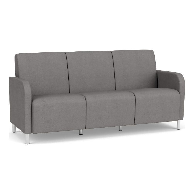 Siena 3-Seat Lounge Reception Tandem Seating / Brushed Steel Legs / Light Gray