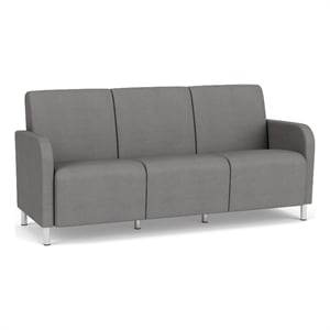Siena 3-Seat Lounge Reception Tandem Seating / Brushed Steel Legs / Light Gray