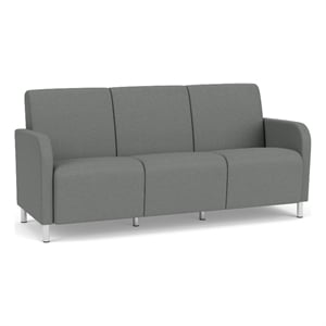 Siena 3-Seat Lounge Reception Tandem Seating / Brushed Steel Legs / Light Gray