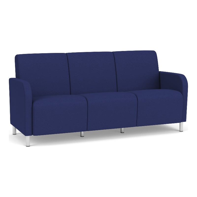 Siena 3-Seat Lounge Reception Waiting Tandem Seating / Brushed Steel Legs / Blue