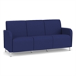 Siena 3-Seat Lounge Reception Waiting Tandem Seating / Brushed Steel Legs / Blue