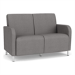 Siena 2-Seat Lounge Reception Tandem Seating / Brushed Steel Legs / Light Gray