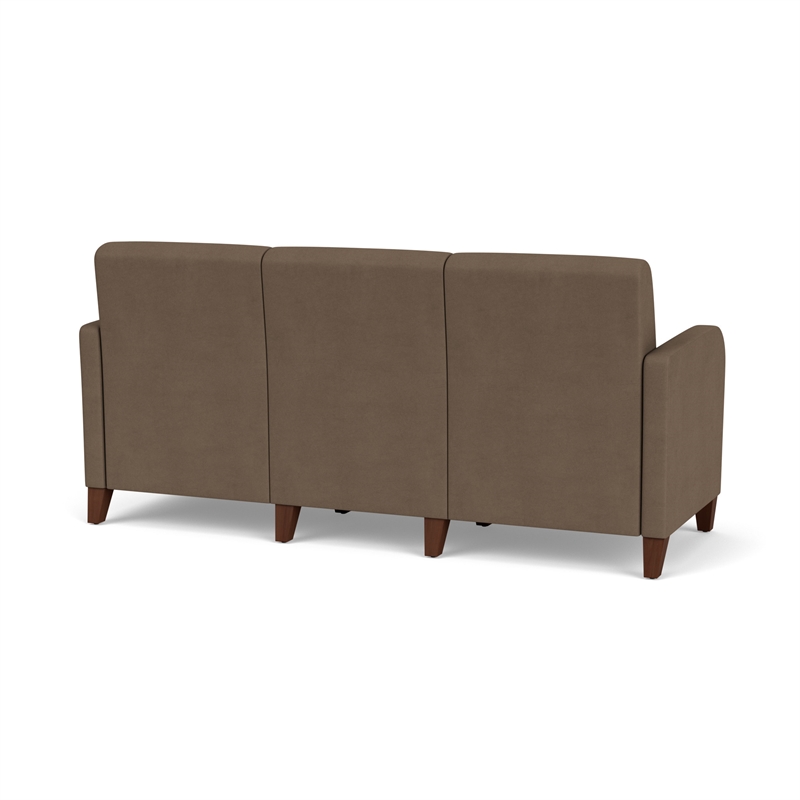 Siena 3-Seat Lounge Reception Waiting Tandem Seating / Walnut Wood Legs / Brown
