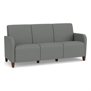 Siena 3-Seat Lounge Reception Tandem Seating / Walnut Wood Legs / Light Gray
