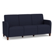 Siena 3-Seat Lounge Reception Tandem Seating / Walnut Wood Legs / Navy Blue