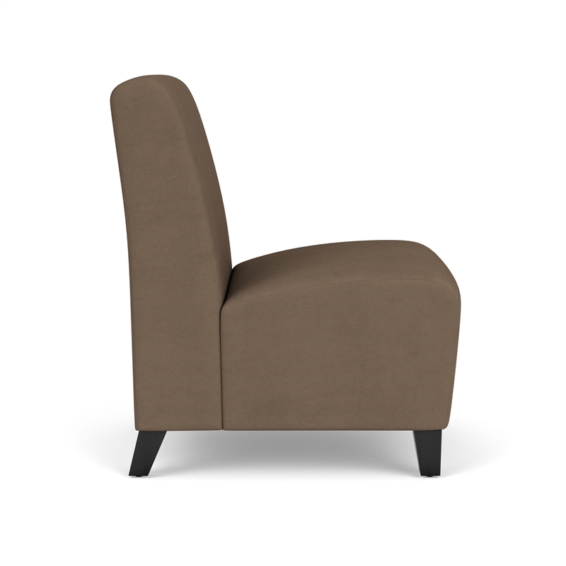 Siena Lounge Reception Waiting Armless Guest Chair / Black Steel Legs / Brown