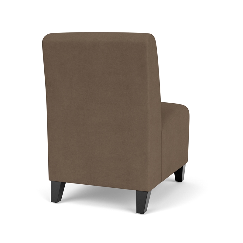 Siena Lounge Reception Waiting Armless Guest Chair / Black Steel Legs / Brown