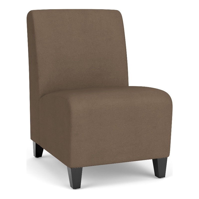 Siena Lounge Reception Waiting Armless Guest Chair / Black Steel Legs / Brown