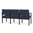 Lenox Wood Reception Waiting 3-Seat Tandem Seating / Black Wood / Blue