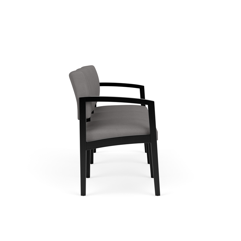 Lenox Wood Reception Waiting 3-Seat Tandem Seating / Black Wood / Light Gray
