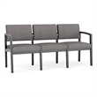 Lenox Wood Reception Waiting 3-Seat Tandem Seating / Black Wood / Light Gray