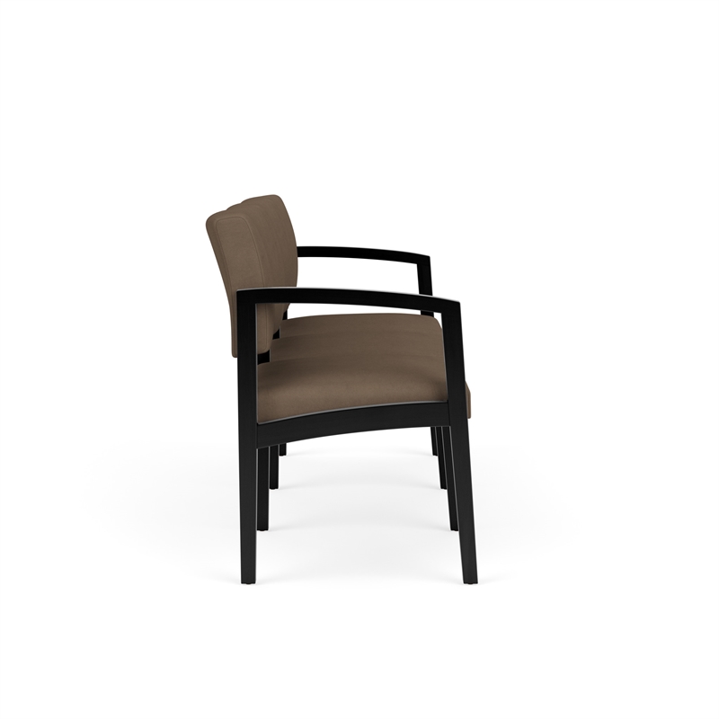 Lenox Wood Reception Waiting 3-Seat Tandem Seating / Black Wood / Brown