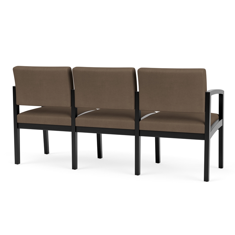 Lenox Wood Reception Waiting 3-Seat Tandem Seating / Black Wood / Brown