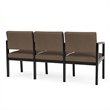 Lenox Wood Reception Waiting 3-Seat Tandem Seating / Black Wood / Brown