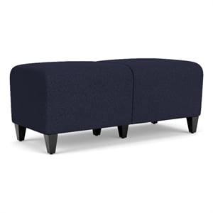 Siena 17.5&quot 2-Seat Lounge Reception Waiting Bench / Black Steel Legs / Navy Blue