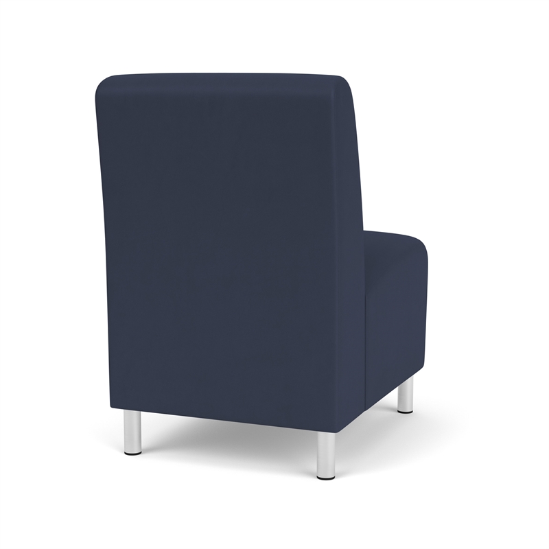 Siena Lounge Reception Waiting Armless Guest Chair / Brushed Steel Legs / Blue