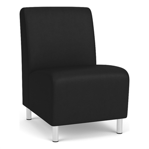 Siena Lounge Reception Waiting Armless Guest Chair / Brushed Steel Legs / Black