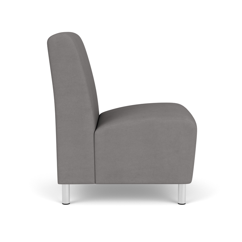 Siena Lounge Reception Armless Guest Chair / Brushed Steel Legs / Light Gray
