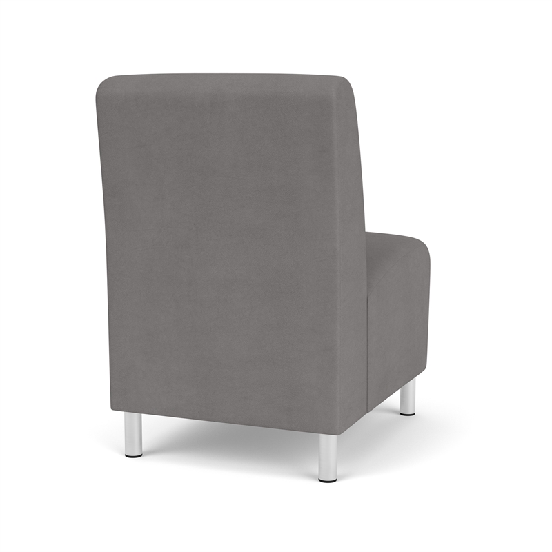 Siena Lounge Reception Armless Guest Chair / Brushed Steel Legs / Light Gray