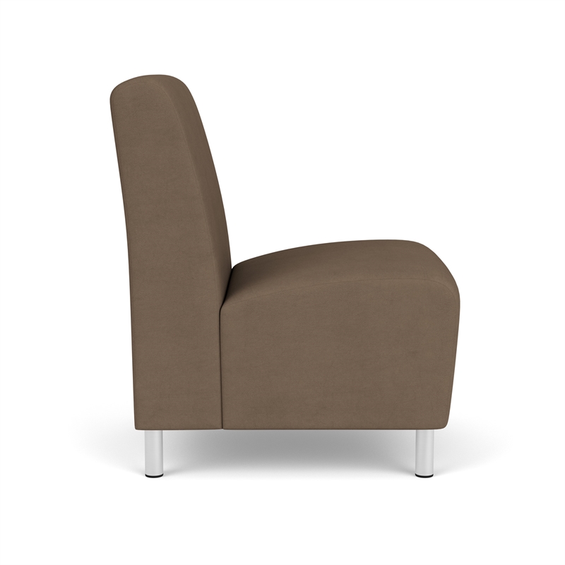 Siena Lounge Reception Waiting Armless Guest Chair / Brushed Steel Legs / Brown