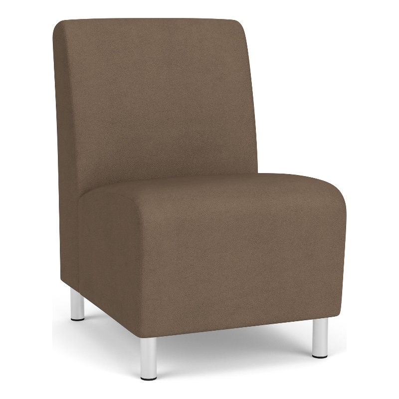 Siena Lounge Reception Waiting Armless Guest Chair / Brushed Steel Legs / Brown