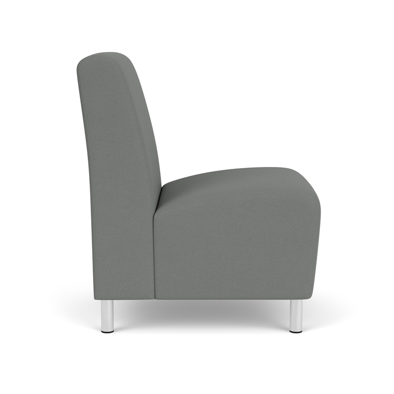 Siena Lounge Reception Armless Guest Chair / Brushed Steel Legs / Light Gray