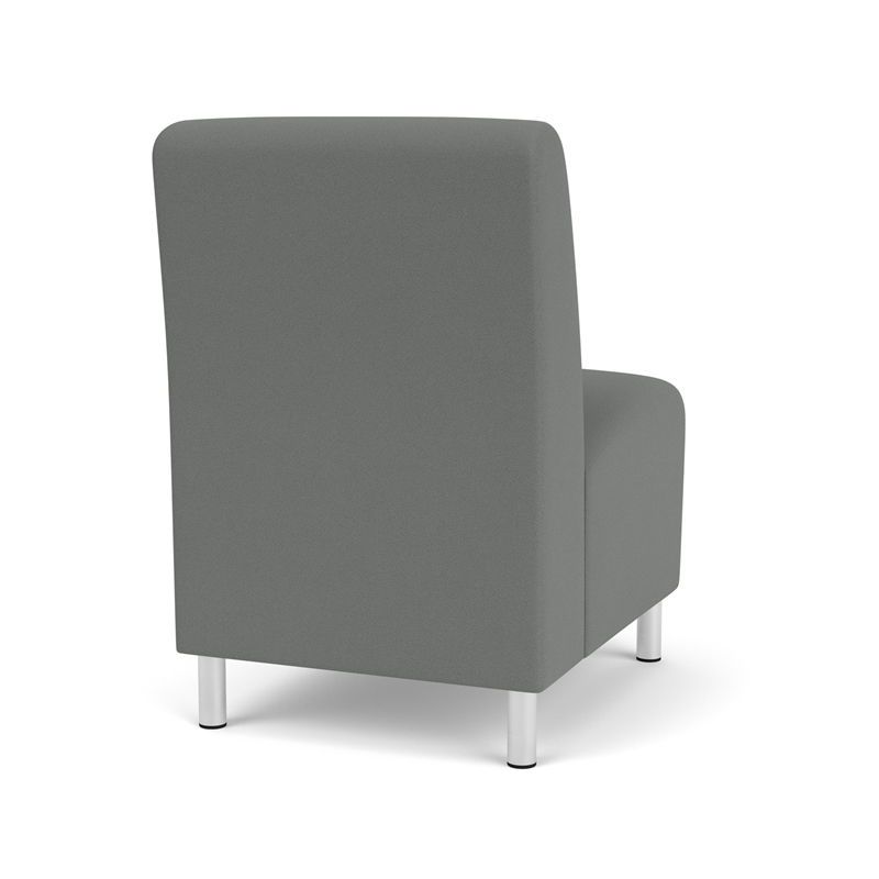 Siena Lounge Reception Armless Guest Chair / Brushed Steel Legs / Light Gray