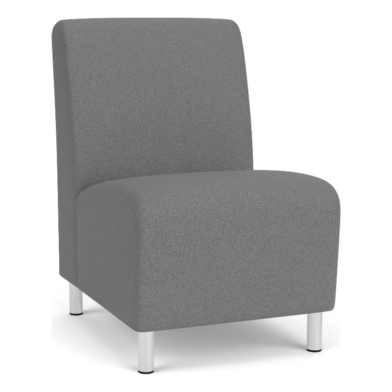 Siena Lounge Reception Armless Guest Chair / Brushed Steel Legs / Light Gray