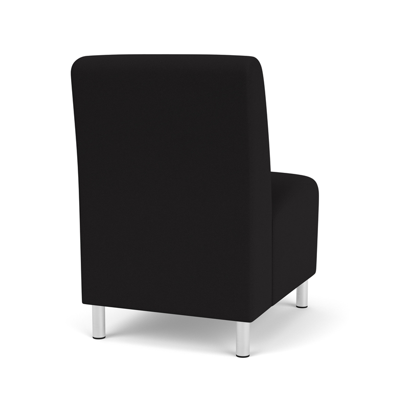 Siena Lounge Reception Waiting Armless Guest Chair / Brushed Steel Legs / Black