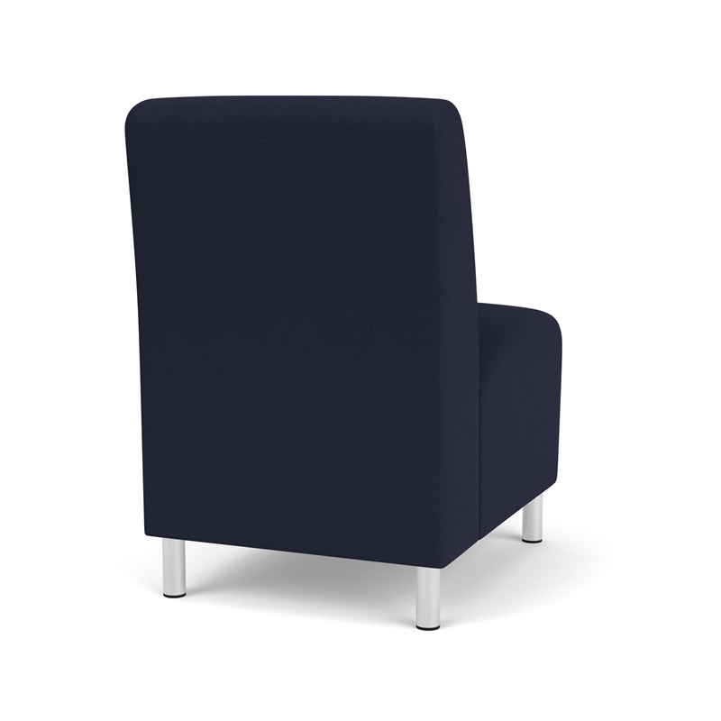 Siena Lounge Reception Armless Guest Chair / Brushed Steel Legs / Navy Blue