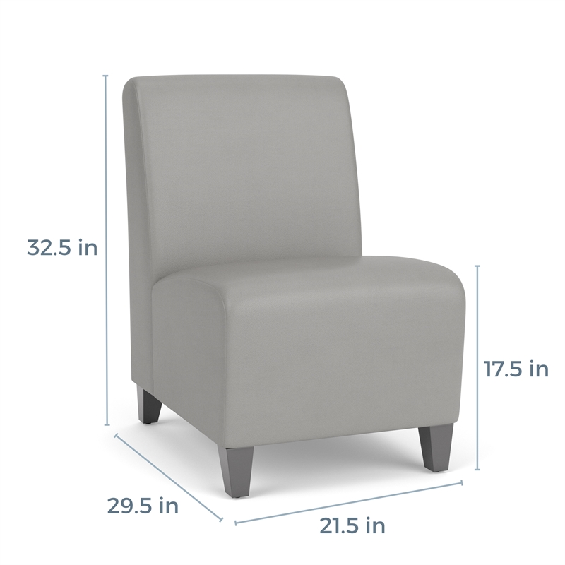 Siena Lounge Reception Waiting Armless Guest Chair / Walnut Wood Legs / Blue