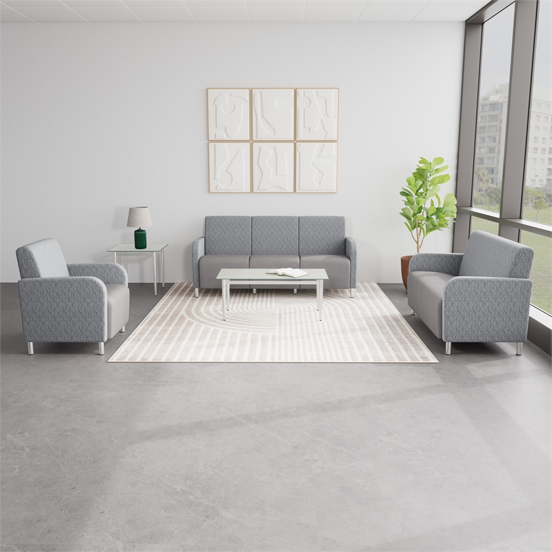 Siena Lounge Reception Waiting Armless Guest Chair / Walnut Wood Legs / Blue