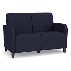 Siena 2-Seat Lounge Reception Tandem Seating / Black Steel Legs / Navy Blue