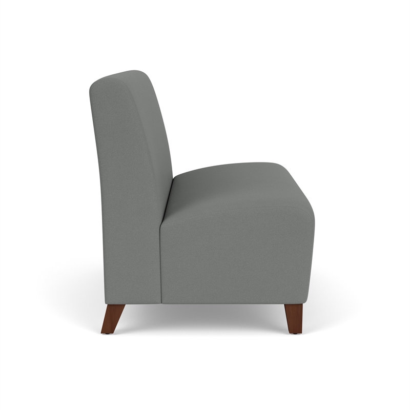 Siena Lounge Reception Waiting Armless Loveseat / Walnut Wood Legs / Light Gray
